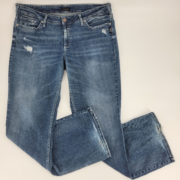 Silver Jeans Denim - Silver Jeans Co Jeans Size 20 Suki Bootcut Stretch Denim Distressed Embroidered